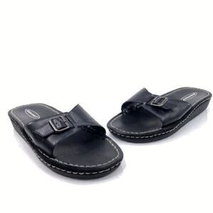Sideout Chat Women’s Size 11 Black Leather Slip On Buckle Casual Walking Sandals